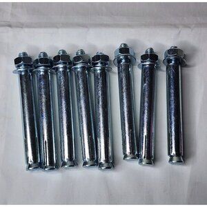8 Concrete  Anchor Bolts 4 1/2"x 1/2" With Nuts & Washers